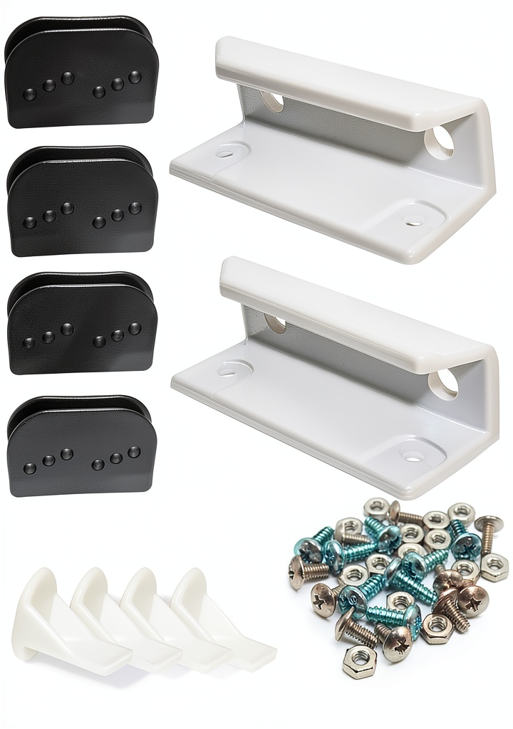 PWEOW DK100-A shed door tune-up kit components laid out on a workbench