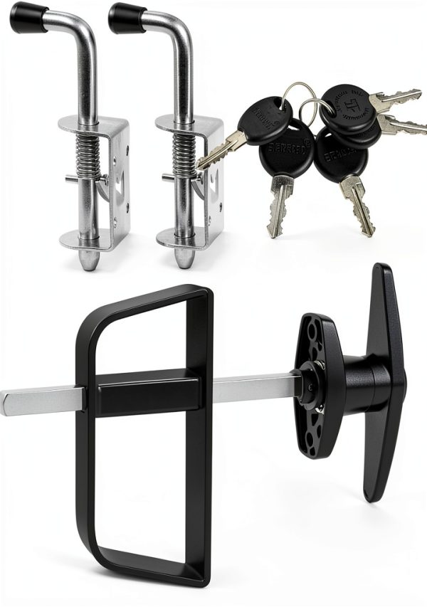 Hurrikom Shed Door Latch Kit Steel T Handle Lock Hardware-0