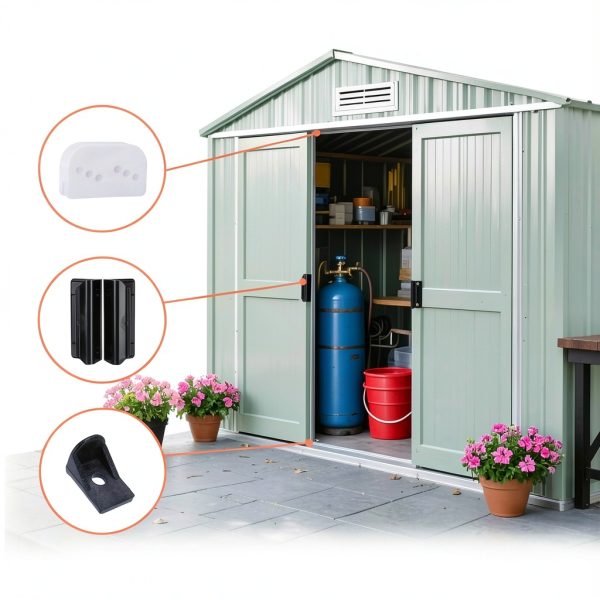 Stufool DK100-A Shed Door Full Kit Plastic Black Hardware-4