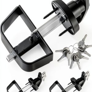 Yaocom T-Handle Shed Door Lock Black Carbon Steel Adjustable-0