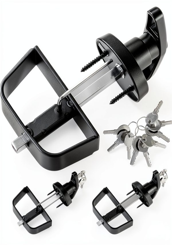 Yaocom T-Handle Shed Door Lock Black Carbon Steel Adjustable-0
