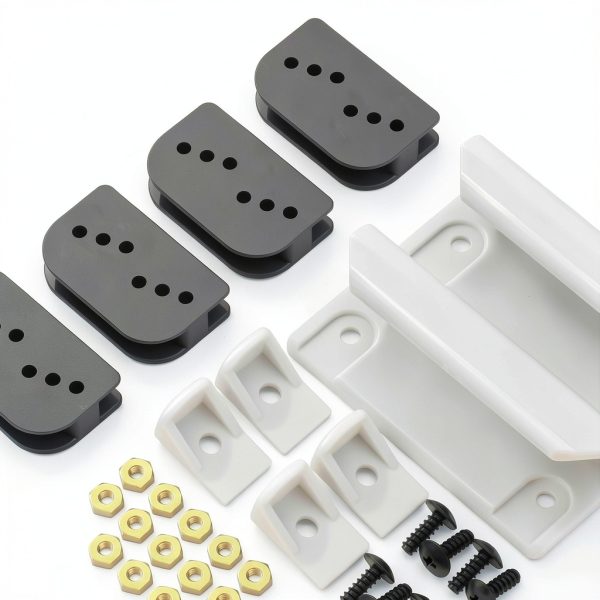 Xinafan Shed Door Hardware Kit Metal White-Black DK100-A-6