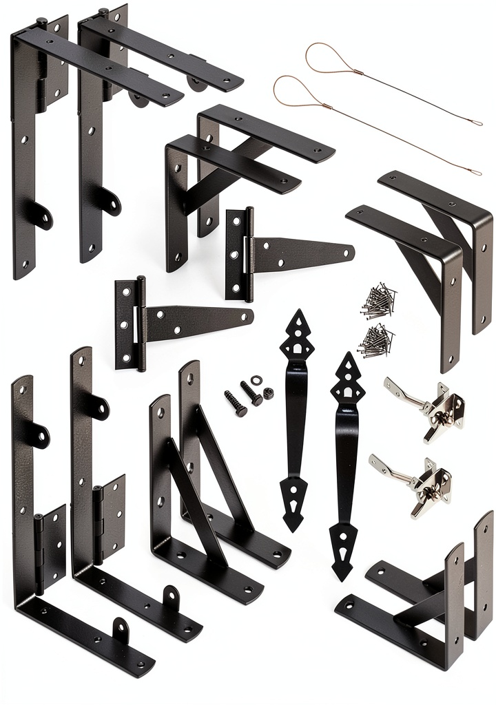 JZCHBL Gate Hardware Kit components laid out on a wooden surface