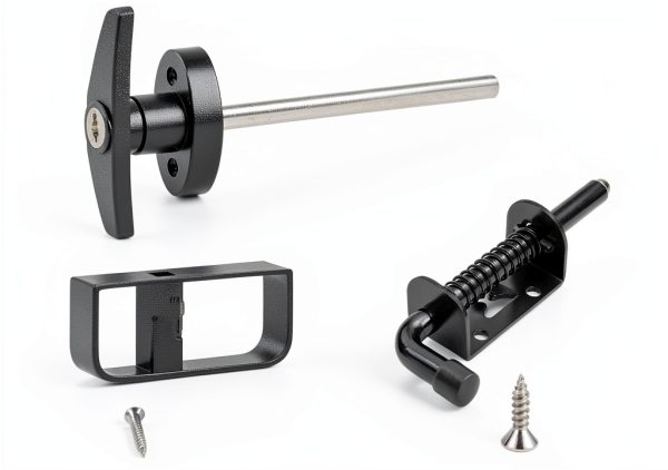 Nuoyunova Shed Door Latch T-Handle Lock Kit Zinc Alloy-1