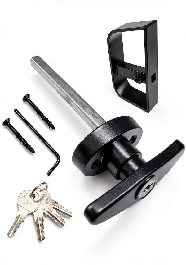 Natasher Black Metal Shed Lock Key Lock Modern Style-1