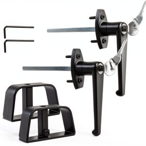Yaegoo Shed Door L-Handle Lock Black Powder Coated Zinc-0