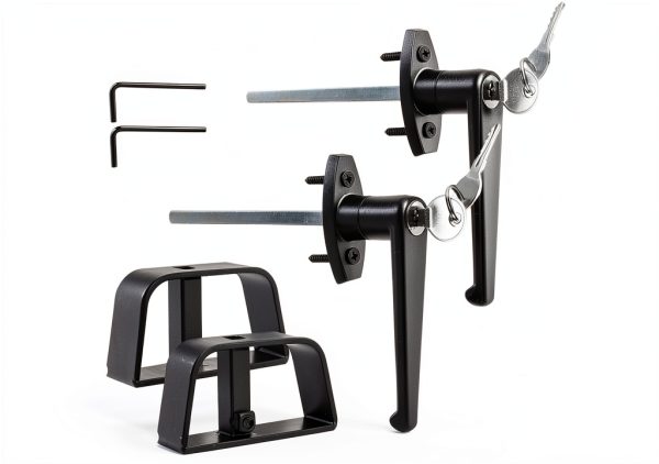 Yaegoo Shed Door L-Handle Lock Black Powder Coated Zinc-0