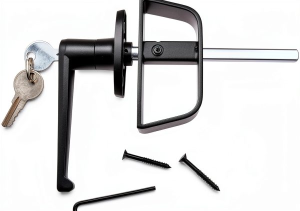EWONICE Shed Door L Handle Zinc Black Powder Coated Lock-2
