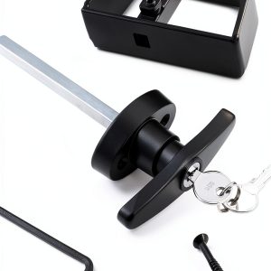 Bueyfolt Key Lock Shed Door Hardware Modern Black T Shape-0