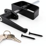 EWONICE Shed Door L Handle Zinc Black Powder Coated Lock-0