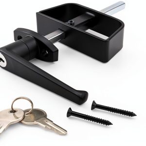 EWONICE Shed Door L Handle Zinc Black Powder Coated Lock-0