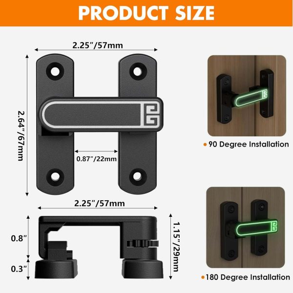 Lipshome Barn Door Lock Zinc Anti-Bump Modern Home Security-3