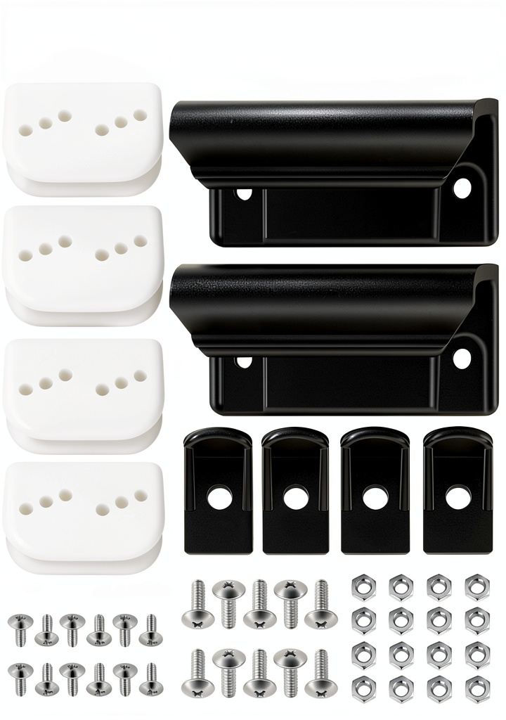 Installing LEYURISE Shed Door Tune Up Kit Stainless Steel Hardware on a wooden workbench
