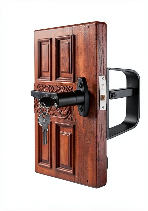Yaegoo Shed Door L-Handle Lock Black Powder Coated Zinc-4
