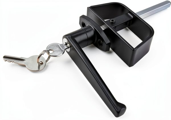 EWONICE Shed Door L Handle Zinc Black Powder Coated Lock-3