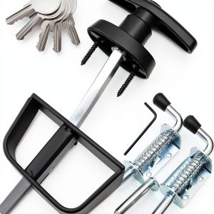 WRINGKIT Shed Door Latch Kit Black Powder Coated Security-0