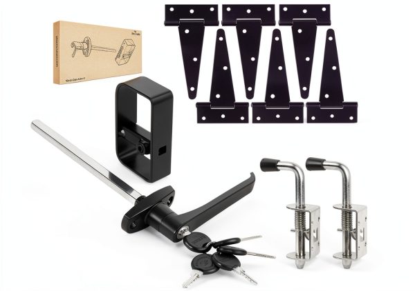 Hurrikom Shed Door Hardware Kit Metal Contemporary Rustic-0