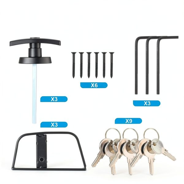 Yaocom T-Handle Shed Door Lock Black Carbon Steel Adjustable-3