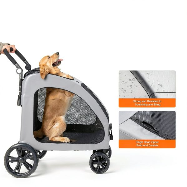 VEVOR Pet Stroller Dark Grey Metal 600D Oxford Fabric-3