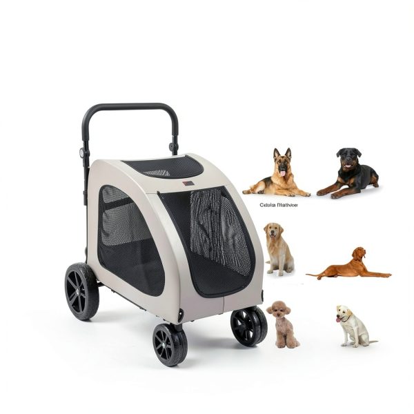 VEVOR Pet Stroller Dark Grey Metal 600D Oxford Fabric-6