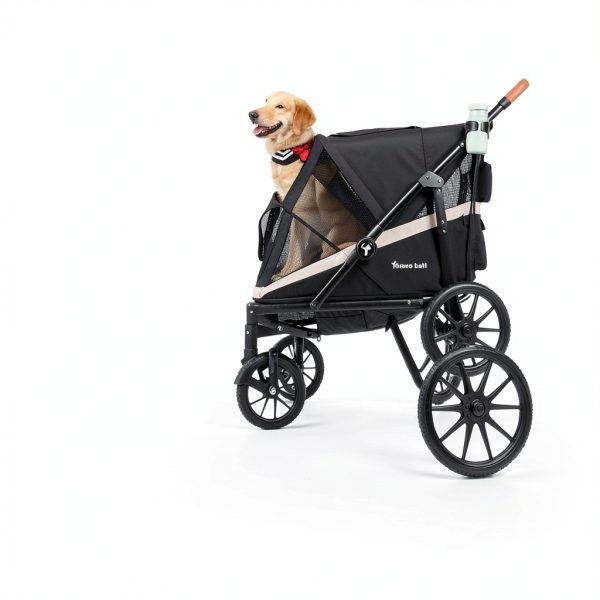 Totoro Ball Pet Stroller Black 600D Oxford Durable-5