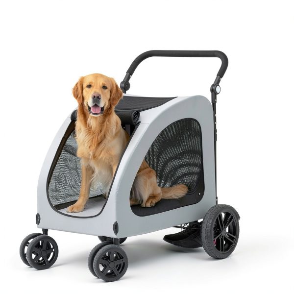 VEVOR Pet Stroller Dark Grey Metal 600D Oxford Fabric-7