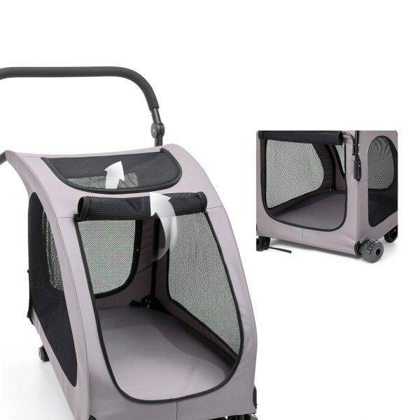 VEVOR Pet Stroller Dark Grey Metal 600D Oxford Fabric-4
