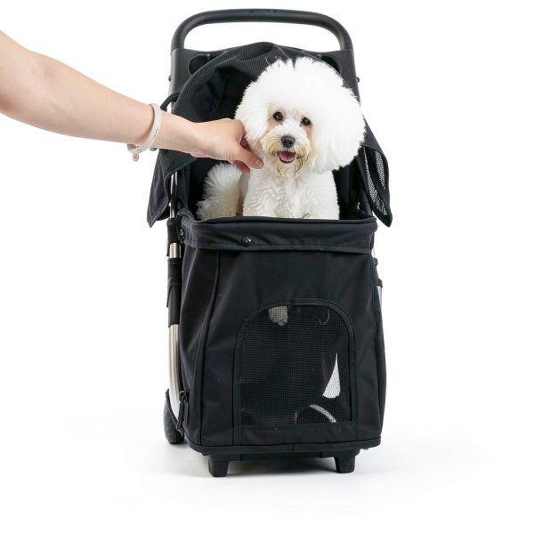 Pet Stroller Sweetcrispy CWTC3LBK Black Aluminum Frame Rugged Wheels-2