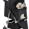 Pet Stroller Sweetcrispy CWTC3LBK Black Aluminum Frame Rugged Wheels-0